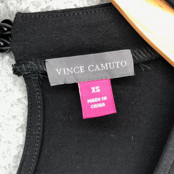 Vince Camuto Top Womens Extra Small Black Cutout Mock Neck Sleeveless Tunic Knit - Picture 6 of 9